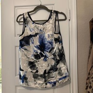 Floral Blue and Black Women's Top